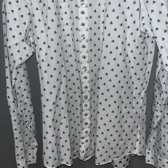 JARED LANG AFTER HOURS Button Down Shirt GUCCI STYLE BEE PATTERN - XL SLIM FIT - Picture 4 of 12